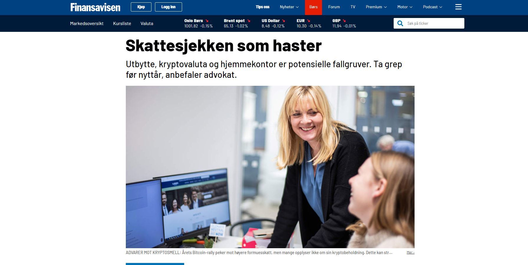 Skjermbilde skattesjekken